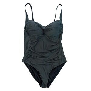 Nip Tuck Swim Joanne One Piece Swimsuit Size 10 Black Polka Dot Sweetheart Neck